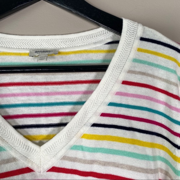 TALBOTS Petite V-Neck long sleeves Candy Stripes Sweater in size XL - Picture 3 of 6